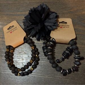 Handmade Black and Brown Beaded Bracelets Set by me 💕